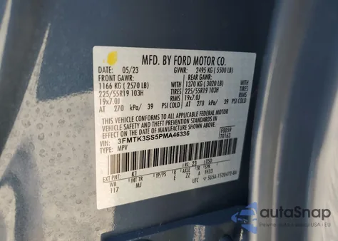 2023 Ford Mustang Mach-E Premium from USA, damaged, VIN 3FMTK3SS5PMA46336